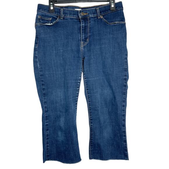 Levis Boot Cropped Jeans Size 29 Blue Denim Mid Rise DIY Cut Off Raw Hem Classic - Picture 1 of 6